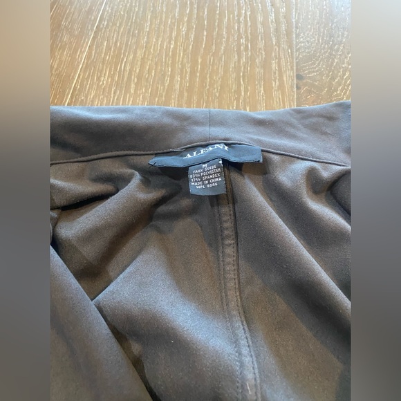 NWT Alfani Suede Leather Draped Neck Gray Charcoal Moto Ruched Blazer Jacket M - Picture 3 of 9